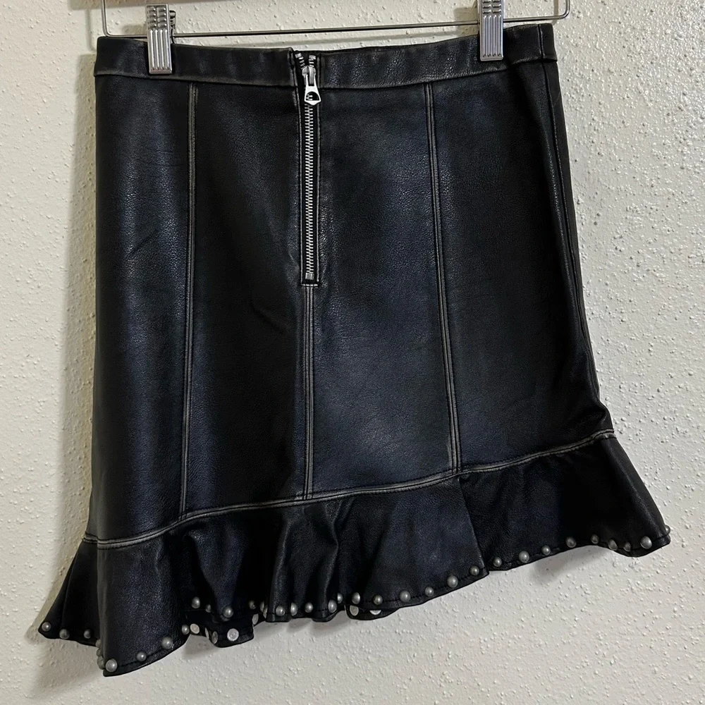 Zara Faux Women's Black Faux Leather Asymmetrical Skirt Size XS